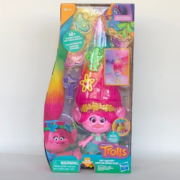 New in Box-Hasbro Trolls Party Hair Poppy Musical Doll-Speaking in French - Picture 3 of 16